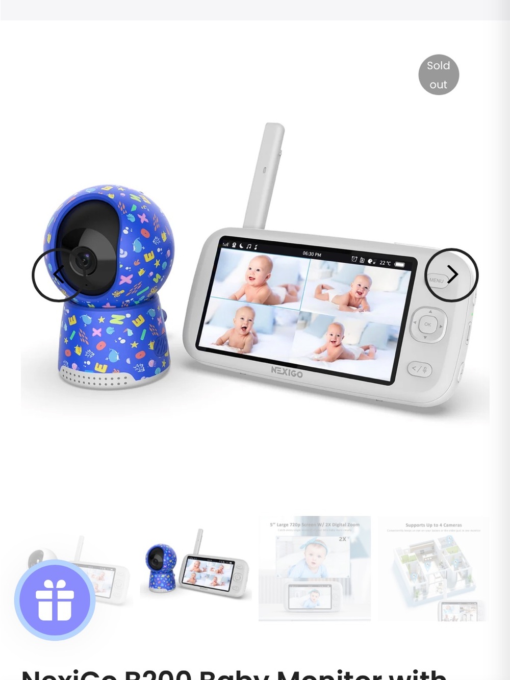 NexiGo Baby Monitor with Blue Patterned Camera